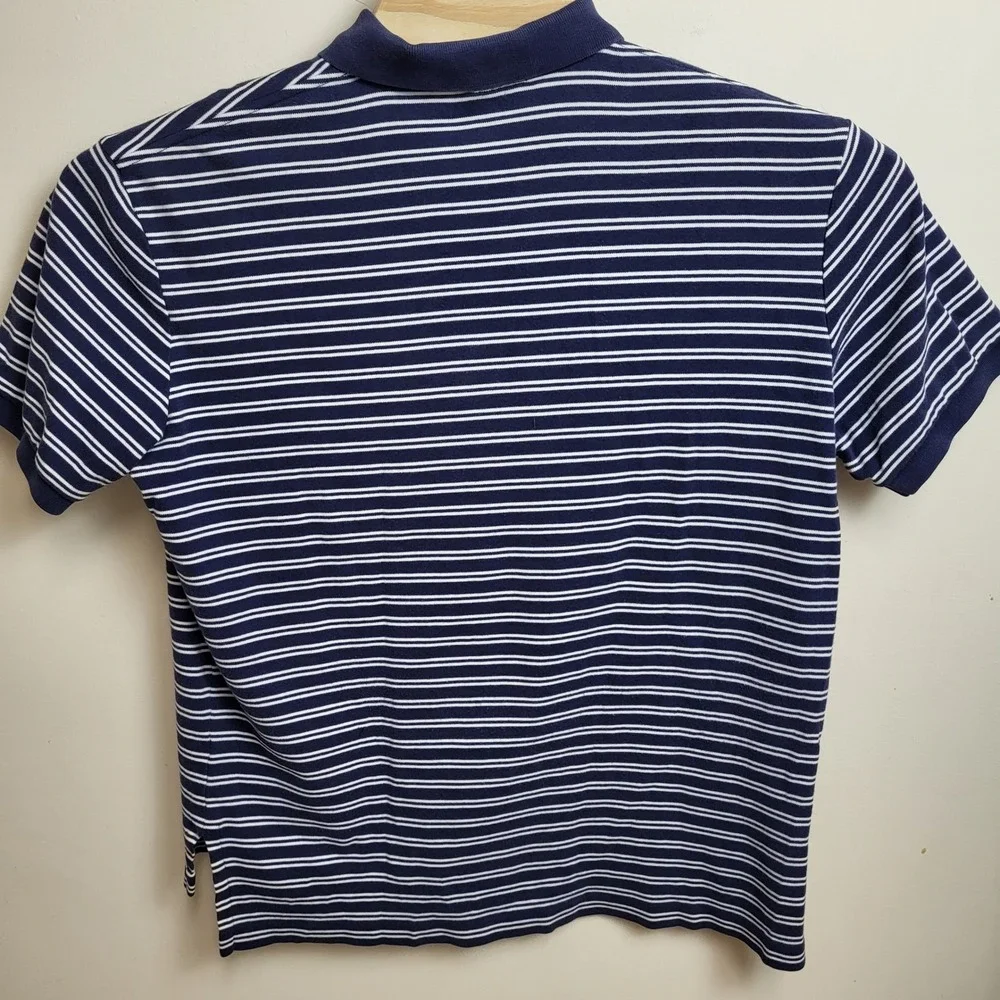 Polo Ralph Lauren Mens‎ Large Striped Short Sleeve Polo Shirt Navy White